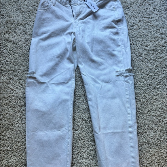 The Drop Kasen White Wide Leg Slit Demim Pants NWT - Picture 3 of 6